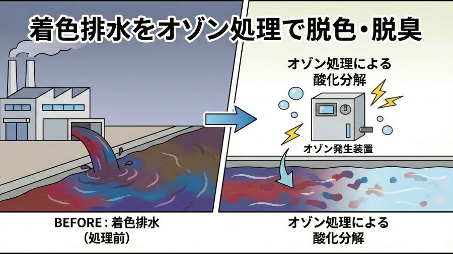 オゾン処理による脱色のイメージ