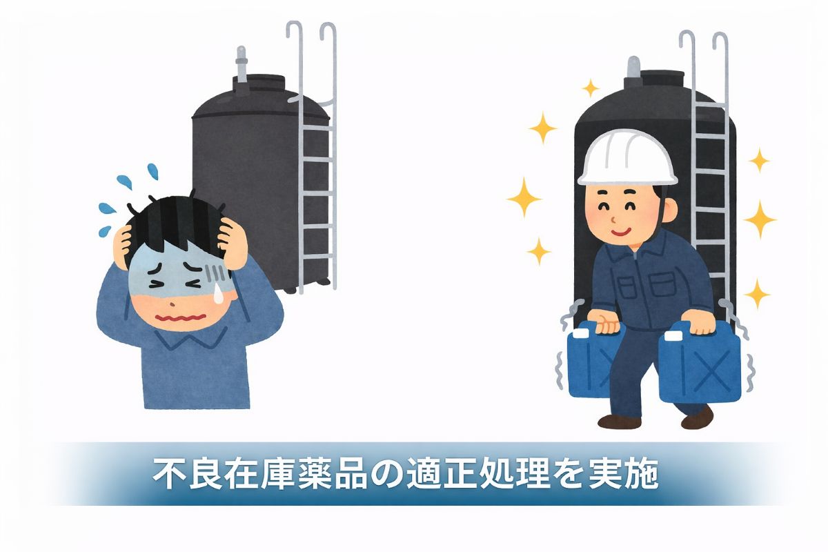 コンテナと薬品手配