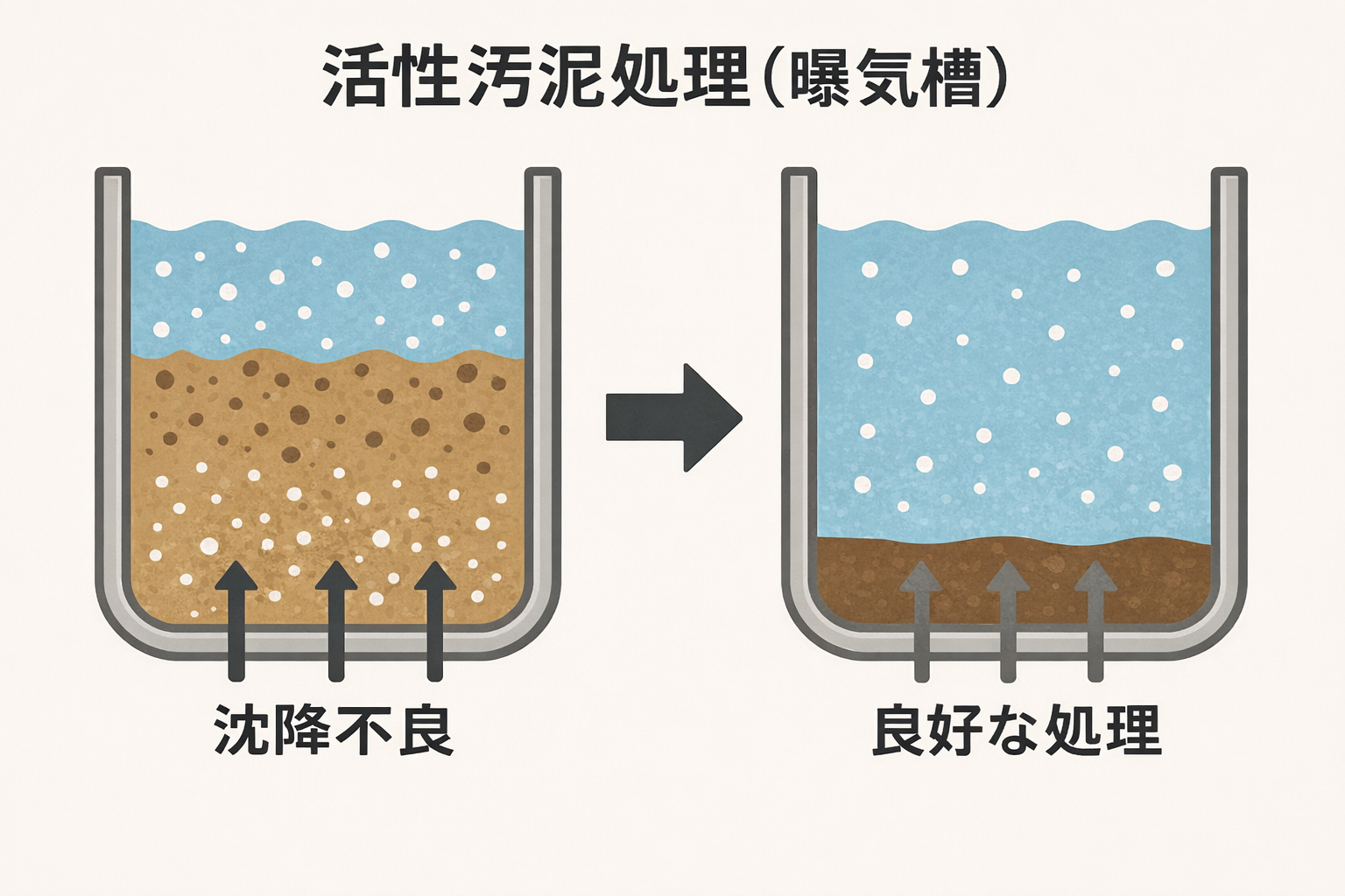 活性汚泥のバルキング現象を沈降促進剤で改善